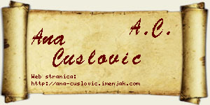 Ana Ćuslović vizit kartica